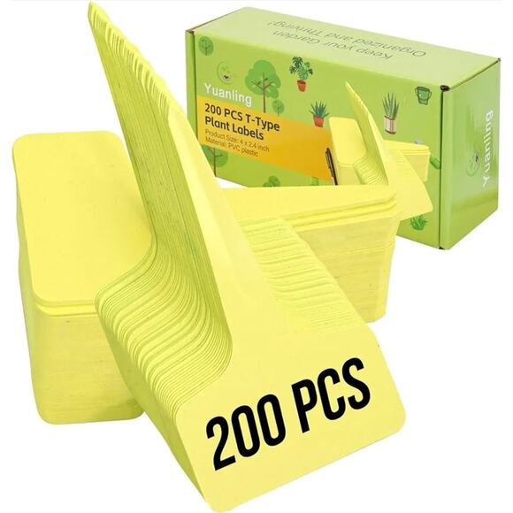 Amazon Other - Plant Labels 200 Pcs Yuanling T-Type Plastic Garden Tags Waterproof Yellow b35